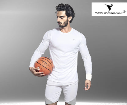 TechnoSport Crew Neck Full Sleeve Dry Fit T Shirt for Men OR-17 (White)