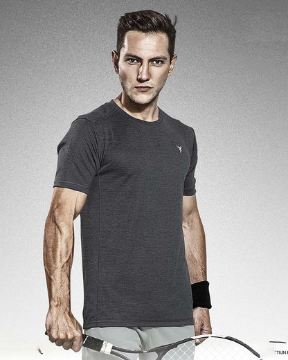 TechnoSport Crew Neck Half Sleeve Dry Fit T Shirt for Men OR-40 (Black)