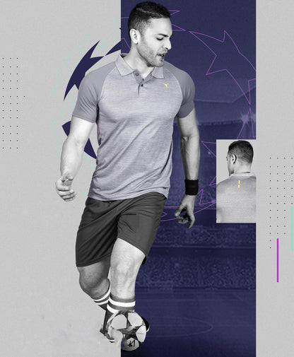 TechnoSport Polo Neck Half Sleeve Dry Fit T Shirt for Men OR-41 (Light Grey)