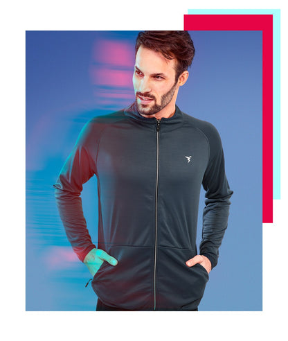 TechnoSport Full Sleeve Full Zip Dry Fit Jacket for Men OR-57 (Dark Grey)