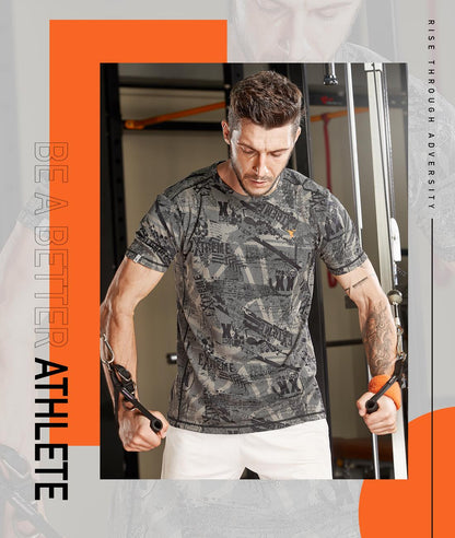 TechnoSport Crew Neck Half Sleeve Dry Fit T Shirt for Men OR-60 (Dark Grey)