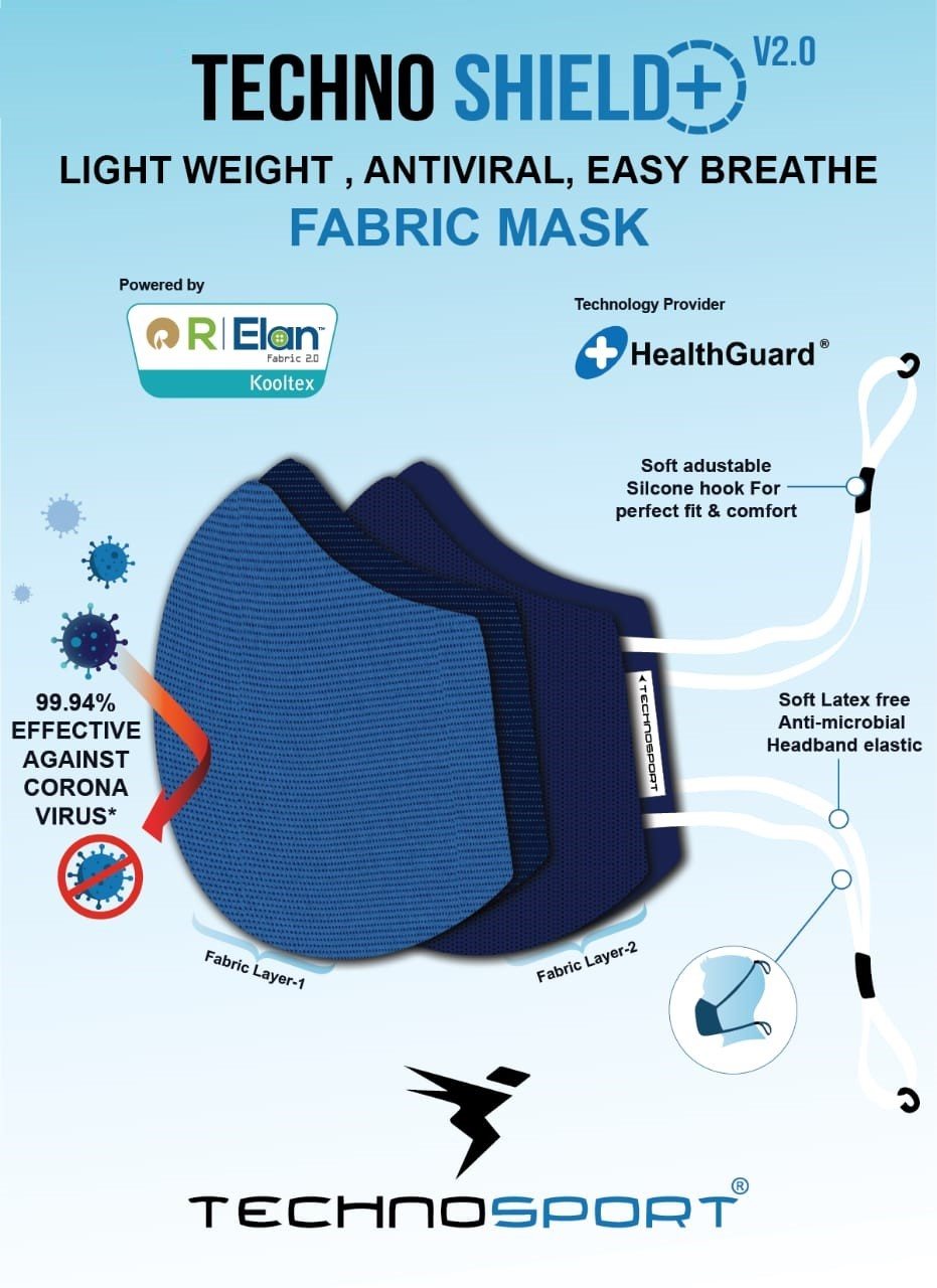 Face Mask Techno Shield+ V2.0 Reusable Anti Microbial Pack of 12 Pieces