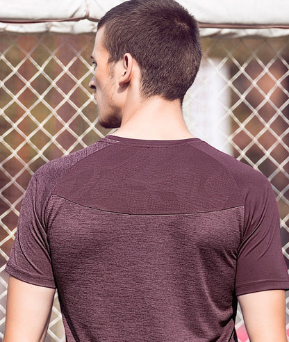 TechnoSport Crew Neck Half Sleeve Dry Fit T Shirt for Men P-440 (Burgundy)