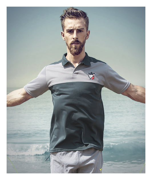 TechnoSport Polo Neck Half Sleeve Dry Fit T Shirt for Men P-448 (Dark Grey)