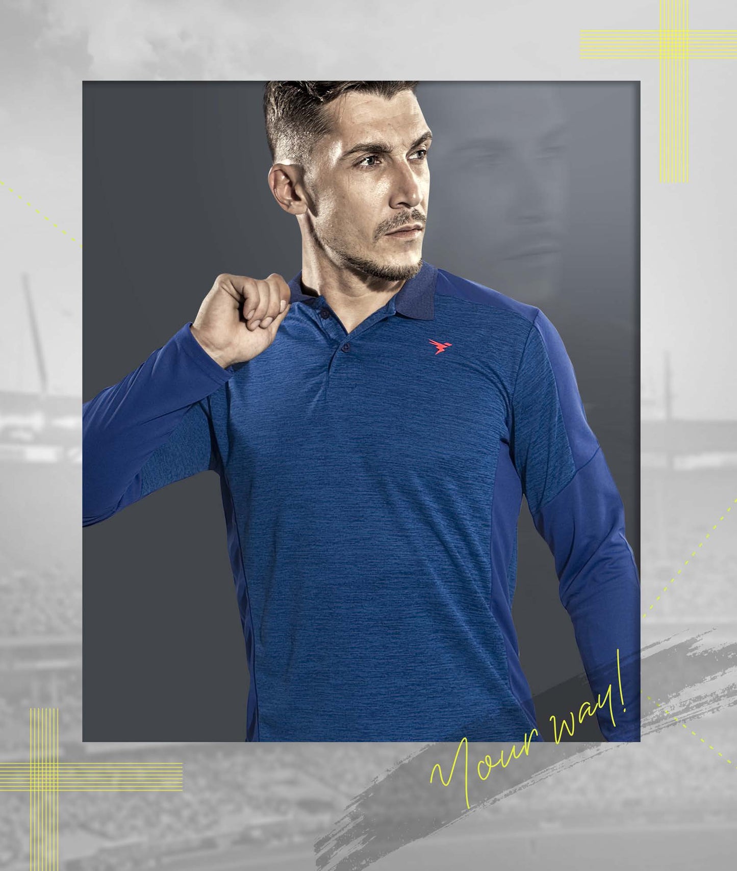 TechnoSport Polo Neck Full Sleeve Dry Fit T-Shirt for Men P-453 (Royal Blue)