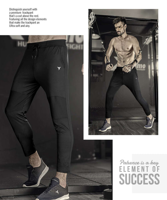 TechnoSport Men's Dry-Fit Solid Track Pants P-462 (Black)