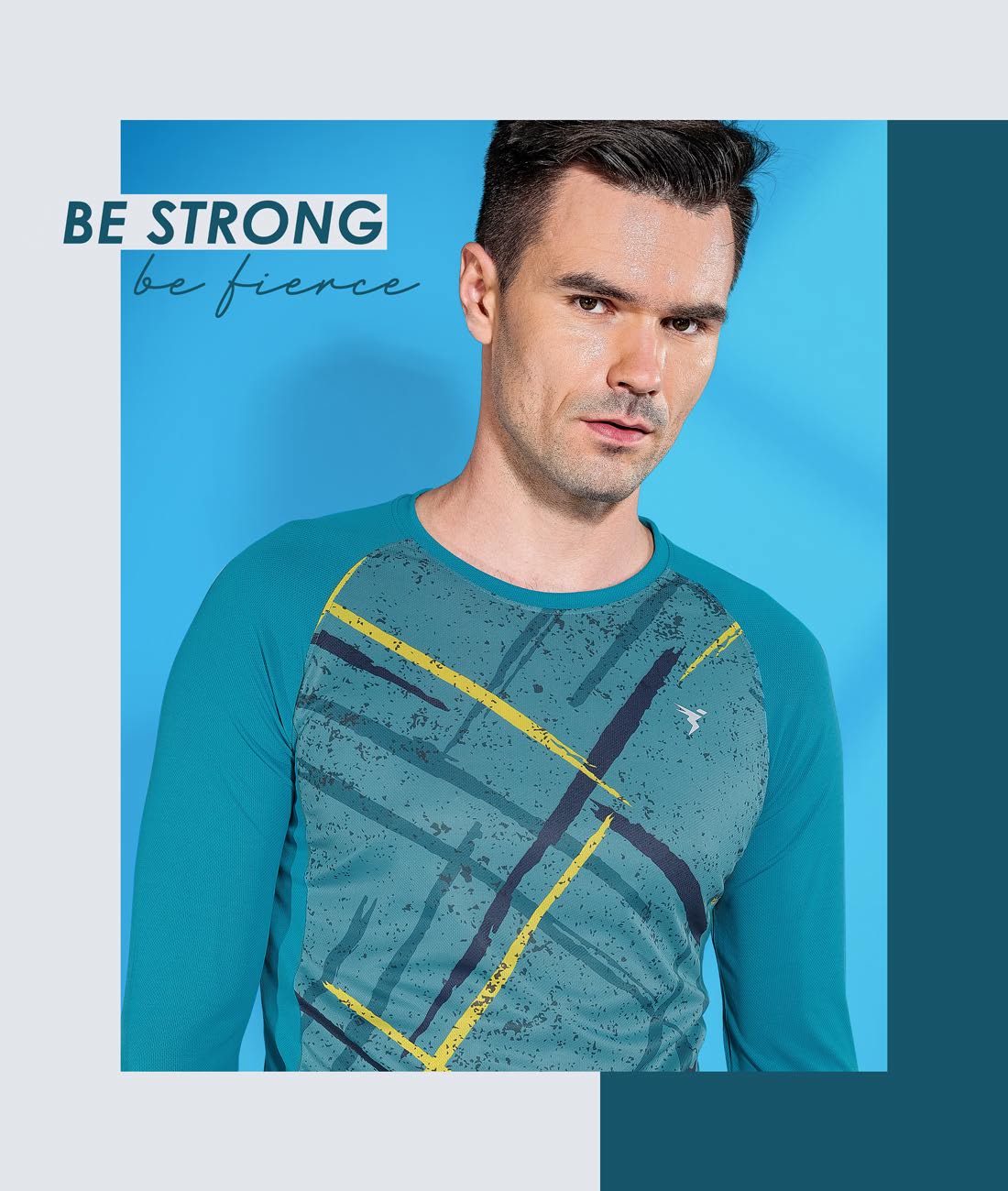 TechnoSport Crew Neck Full Sleeve Sublimation Dry Fit T-Shirt for Men P-494 (Teal Blue)