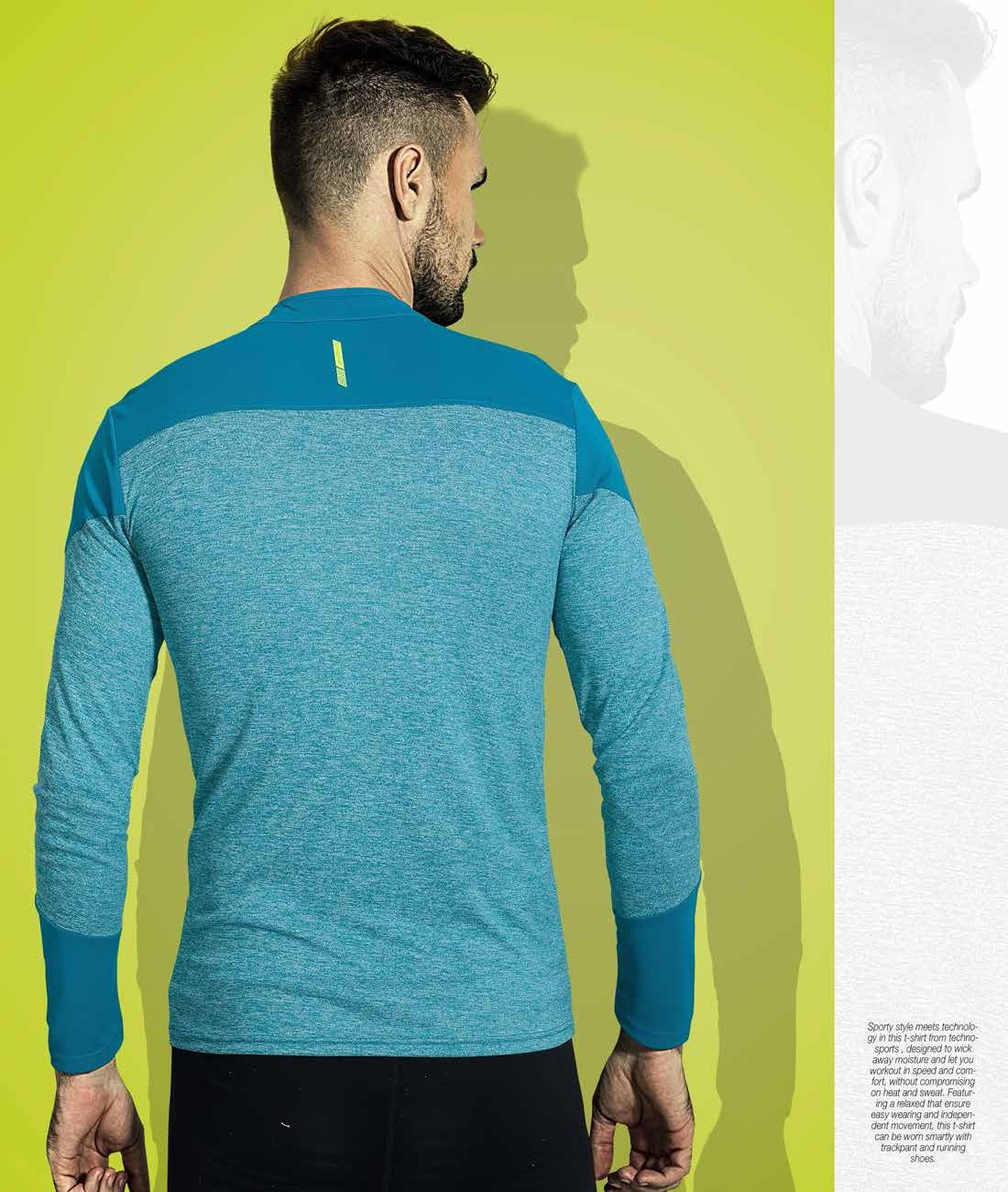 TechnoSport T Neck Full Sleeve Half Zip Dry Fit T-Shirt for Men P-506 (Sky Blue)