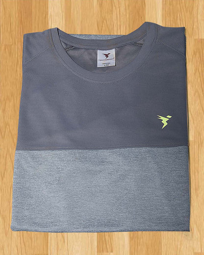 TechnoSport Crew Neck Half Sleeve Dry Fit T Shirt for Men P-516 (Light Grey)
