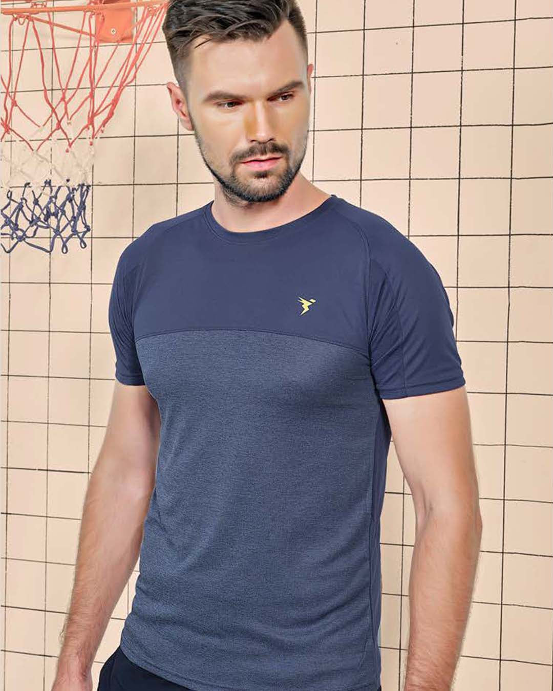TechnoSport Crew Neck Half Sleeve Dry Fit T Shirt for Men P-516 (Spanish Blue)