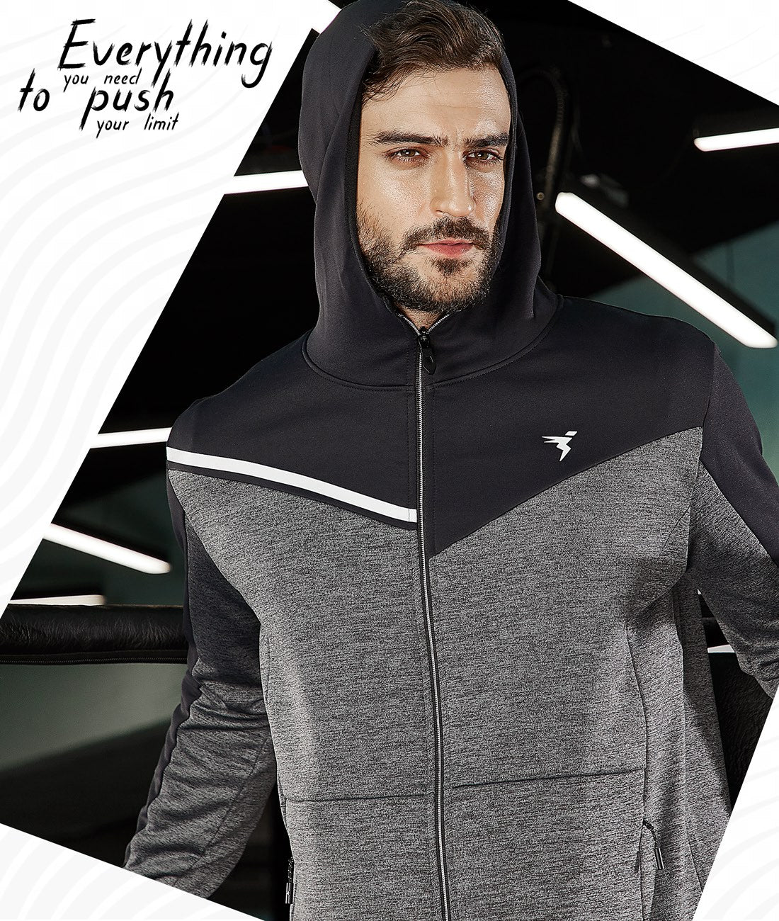 TechnoSport Full Sleeve Dry Fit Hoodie Jacket for Men PL-65 (Light Grey)