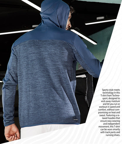 TechnoSport Full Sleeve Dry Fit Hoodie Jacket for Men PL-65 (Spanish Blue)