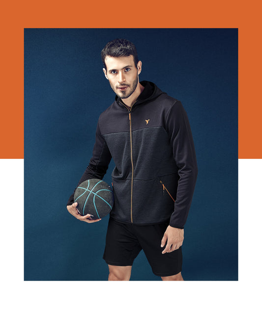 TechnoSport Full Sleeve Dry Fit Hoodie Jacket for Men PL-66 (Black)