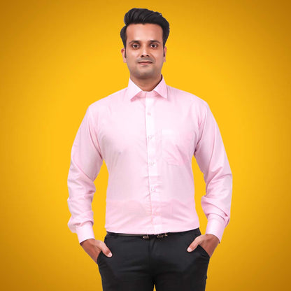 Men's Formal Shirt Blend Cotton Regular Fit Pink