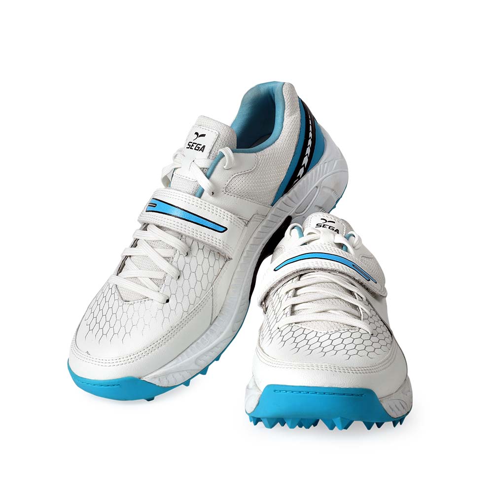 Sega Reach Cricket Shoes  (White/Sky Blue)