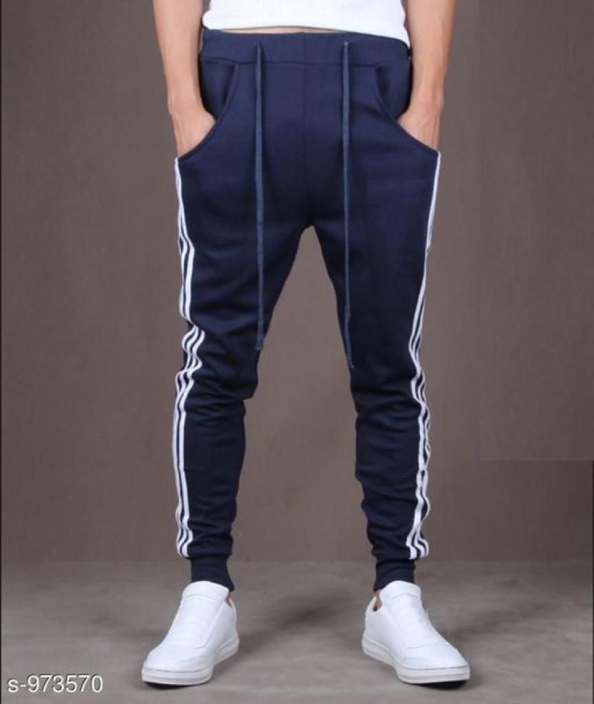 Men's Casual Solid Track Pants Navy Blue S973570
