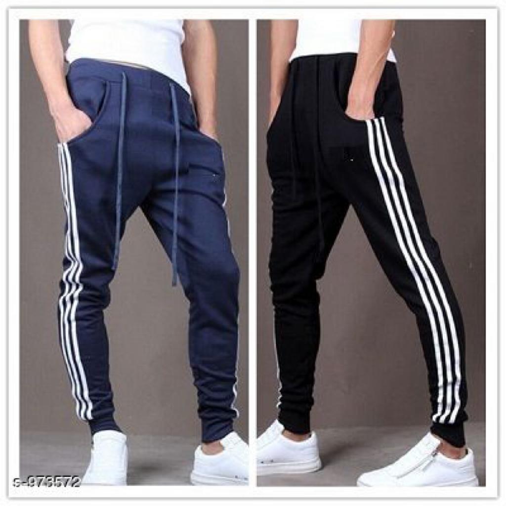 Men's Casual Solid Track Pants Combo S973572 (Black, Navy Blue)
