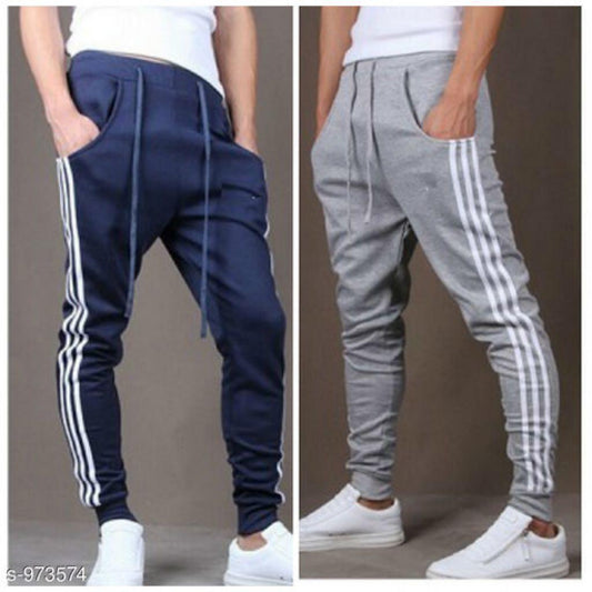 Men's Casual Solid Track Pants Combo S973574 (Grey, Navy Blue)