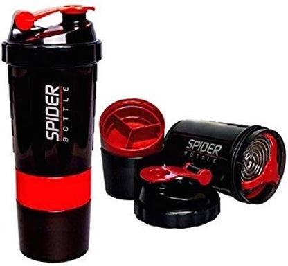Spider Shaker Bottle for Protein and Gym use (Red-500ml)