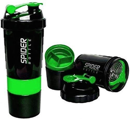 Spider Shaker Bottle for Protein and Gym use (Green-500ml)