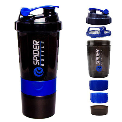 Spider Shaker Bottle for Protein and Gym use (Blue-500ml)