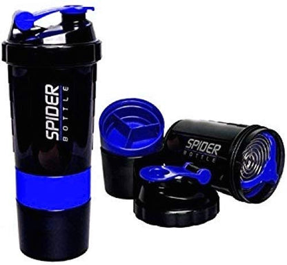 Spider Shaker Bottle for Protein and Gym use (Blue-500ml)