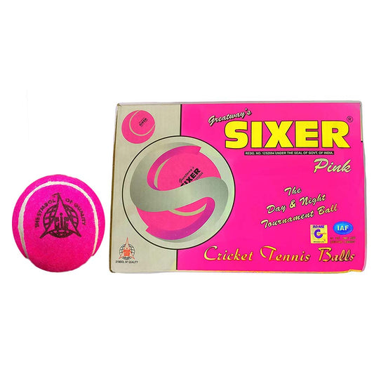 SIXER Pink Heavy Weight Rubber Cricket Tennis Balls Pack of 6