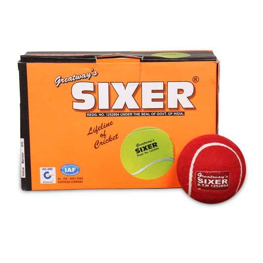 SIXER Maroon Heavy Weight Rubber Cricket Tennis Balls Pack of 6