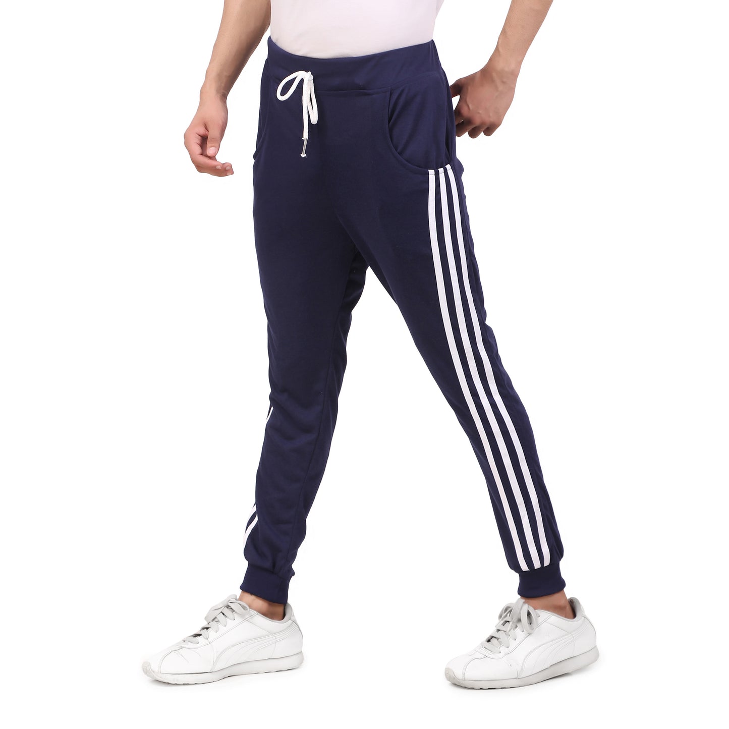 Men's Casual Solid Track Pants Navy Blue