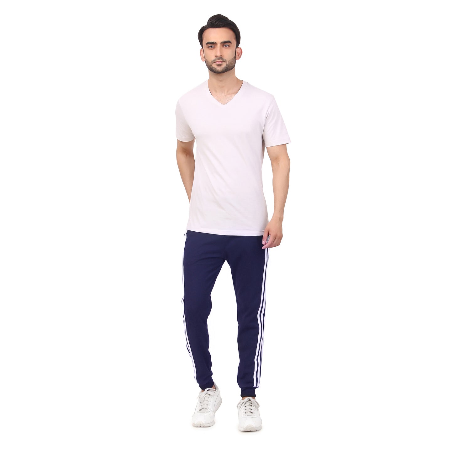 Men's Casual Solid Track Pants Navy Blue