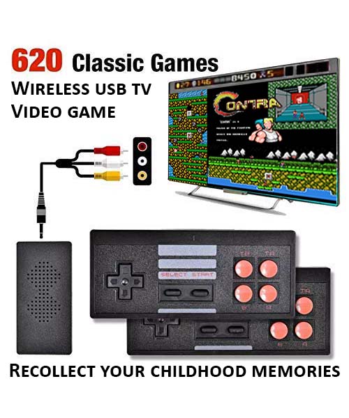 USB Wireless Handheld TV Video Game Console Built in 620 Classic 8 Bit Game