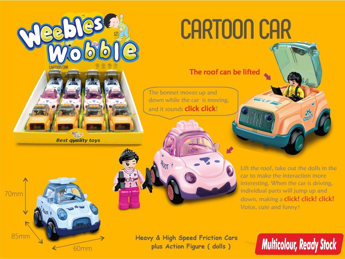 Weebles Wobble Unbreakable High Speed Friction Cartoon Car