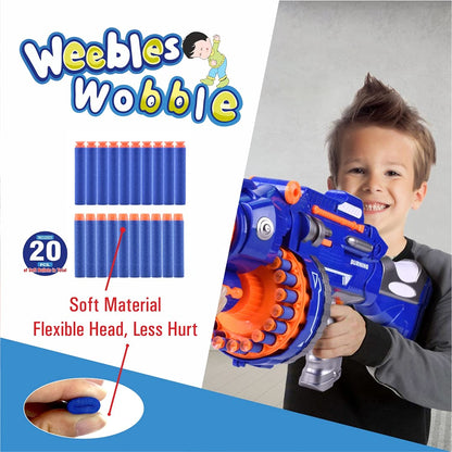Weebles Wobble Foam Blaster Toy Gun With 20 Soft Bullets