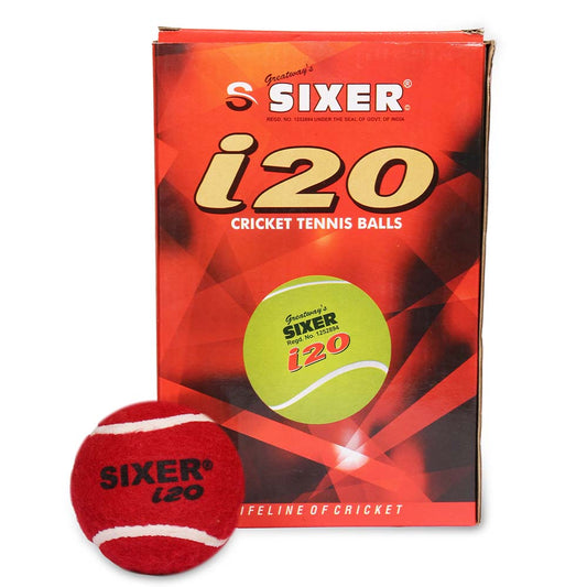 SIXER i20 Heavy Weight Rubber Cricket Tennis Balls Pack of 6 (Maroon)