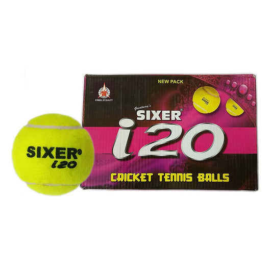 SIXER i20 Light Weight Rubber Cricket Tennis Balls Pack of 6 (Yellow)